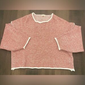 POL Oversized Red Marled Knit Sweater Size Small